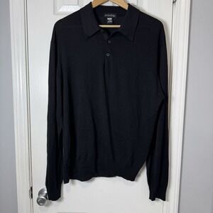 Anthology Men's 100% Silk Black Pullover Collared Sweater Sz XL‎